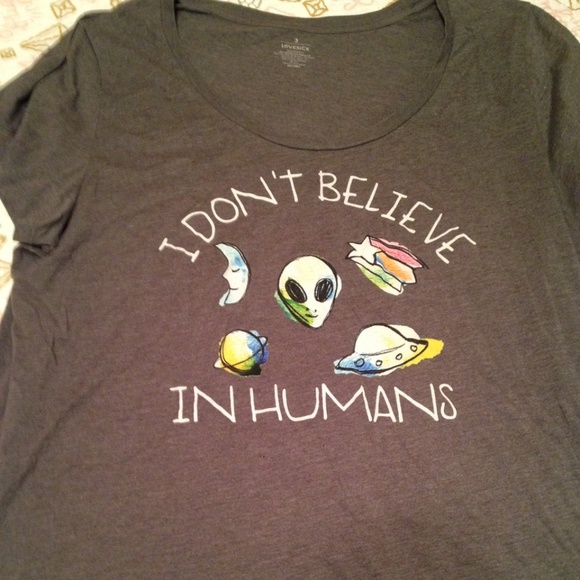 torrid Tops - I Don't Believe In Humans Alien Shirt